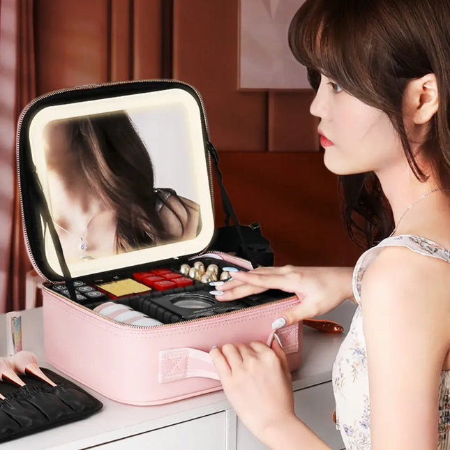 Lighted Makeup Case Smart LED Cosmetic Case with Mirror